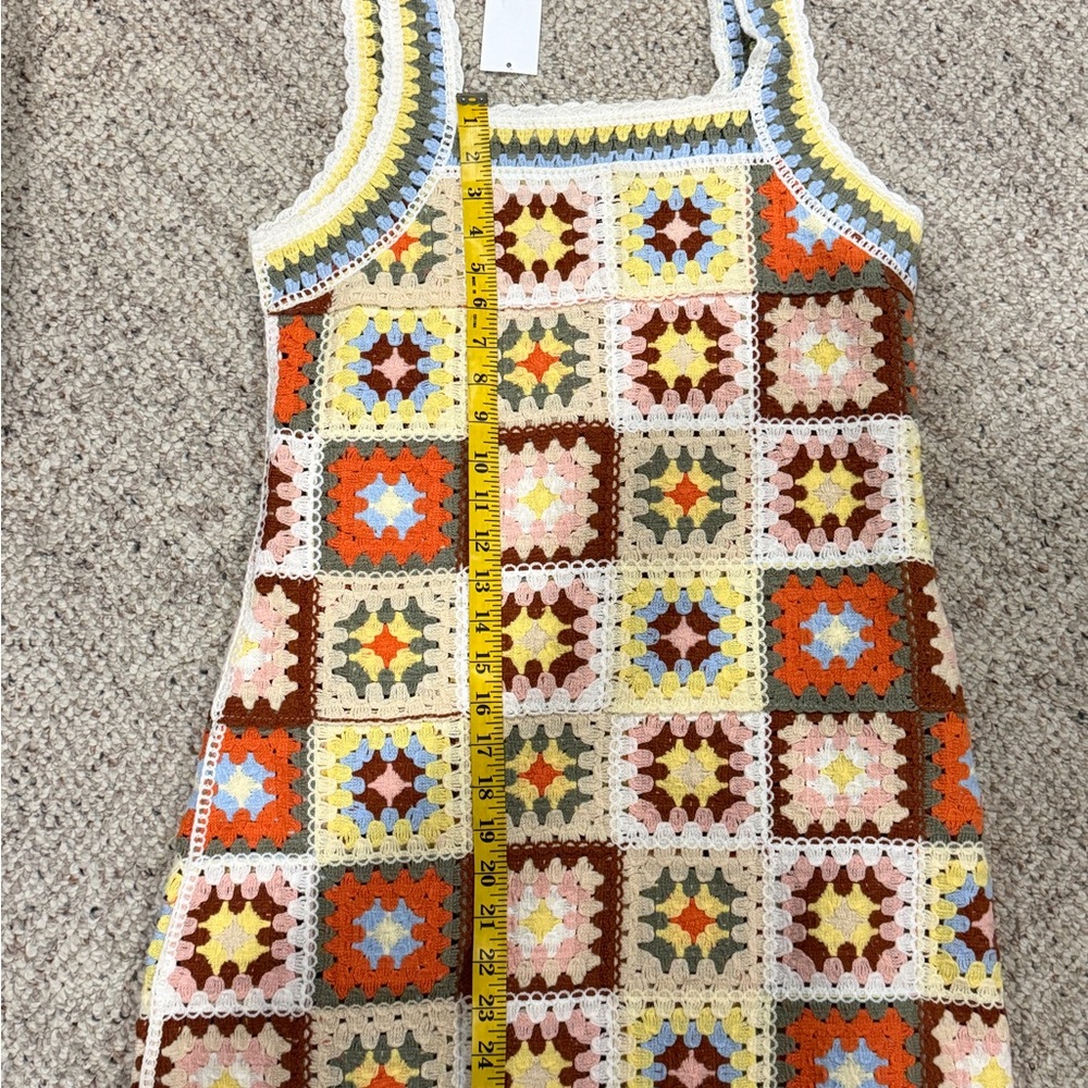 New In Ragstock Crochet Mini Dress - Colorful Granny Square Patchwork Size: S/M - Picture 9 of 12